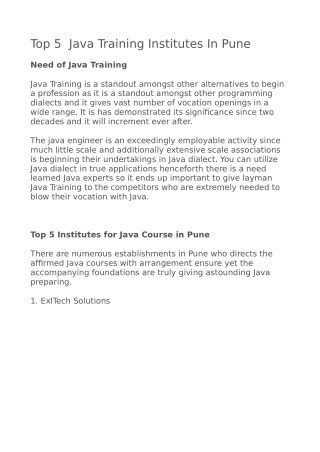 Best Java Training Institutes In Pune