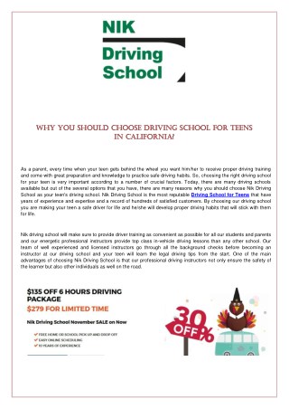 Driving schools in California