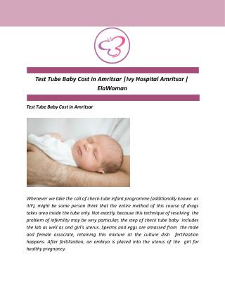 Test Tube Baby Cost in Amritsar | Ivy Hospital Amritsar | ElaWoman
