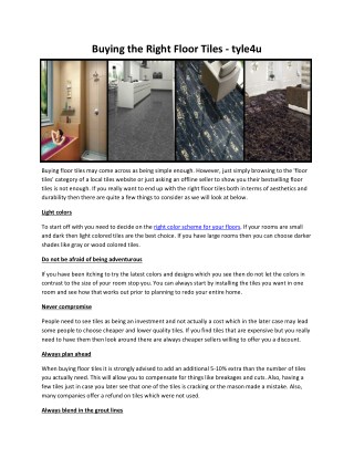 Buying the Right Floor Tiles - tyle4u