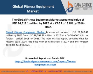 Global Fitness Equipment Market is poised to grow at 3.8% till 2022
