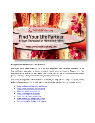 Dindigul Online Matrimony For Tamil Marriages