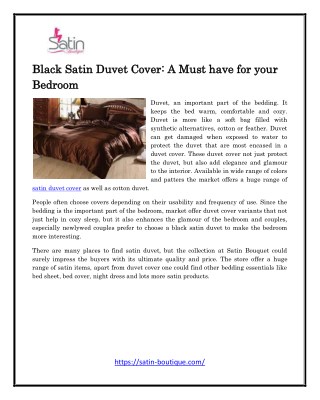 Black Satin Duvet Cover: A Must have for your Bedroom