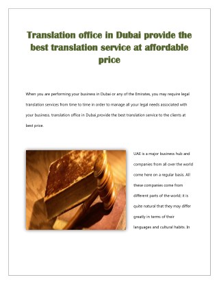 Translation Office in Dubai Provide the Best Translation Service at Affordable Price