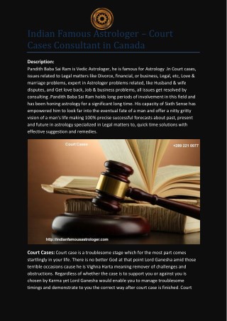 Indian Famous Astrologer – Court Cases Consultant in Canada