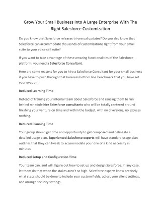 Grow Your Small Business Into A Large Enterprise With The Right Salesforce Customization