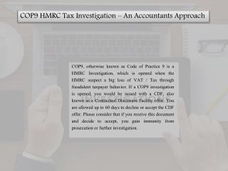 COP9 HMRC Tax Investigation – An Accountants Approach