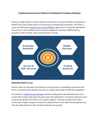 Cryptocurrency Escrow Software Development Company Malaysia