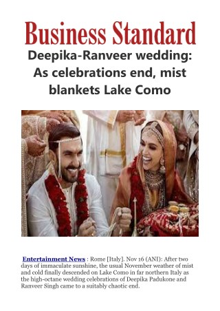  Deepika-Ranveer wedding: As celebrations end, mist blankets Lake Como