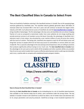 The Best Classified Sites in Canada to Select From