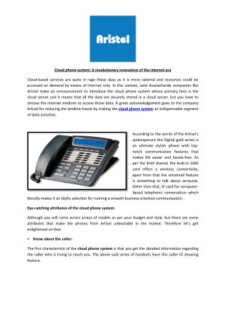 Cloud phone system: A revolutionary innovation of the internet era