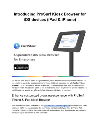 Introducing ProSurf Kiosk Browser for iOS devices (iPad & iPhone)