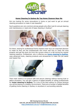 Home Cleaning In Sydney By Top Home Cleaners Near Me