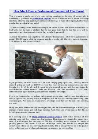 How Much Does a Professional Commercial Pilot Earn?