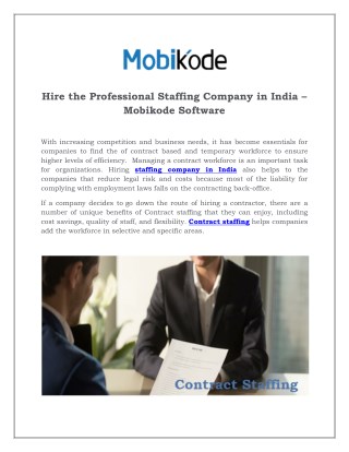 Hire the Professional Staffing Company in India –Mobikode Software