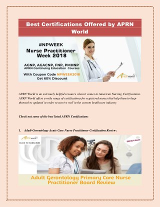 Best Certifications Offered By APRN World