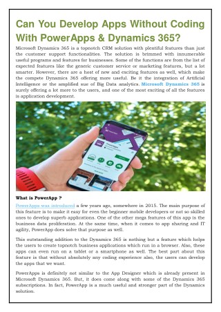 Can You Develop Apps Without Coding With PowerApps & Dynamics 365?