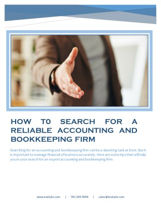How to Search for a Reliable Accounting and Bookkeeping Firm