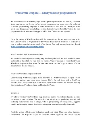 WordPress Plug-ins -- Handy tool for programmers