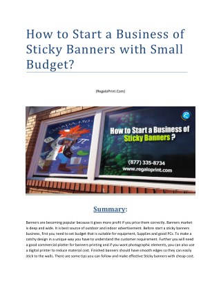 How to Start a Business of Sticky Banners with Small Budget?