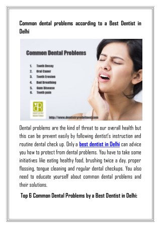 Common dental problems according to a Best Dentist in Delhi