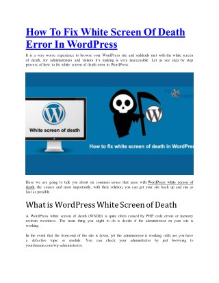 How To Fix White Screen Of Death Error In WordPress
