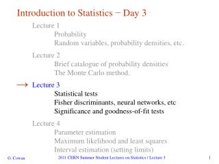 Introduction to Statistics − Day 3