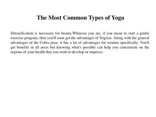 The Most Common Types of Yoga