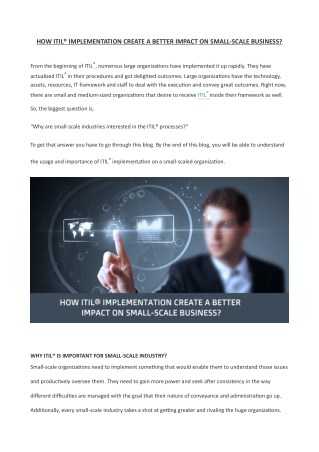 HOW ITIL® IMPLEMENTATION CREATE A BETTER IMPACT ON SMALL-SCALE BUSINESS?