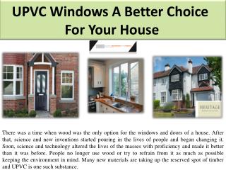 UPVC Windows A Better Choice For Your House