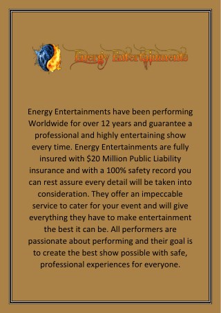 Shows With Fire - Energy Entertainment