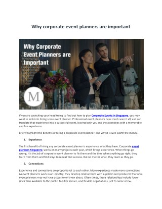 Why Corporate Event Planners Are Important