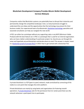 Blockchain Development Company Provides Bitcoin Wallet Development Services Malaysia
