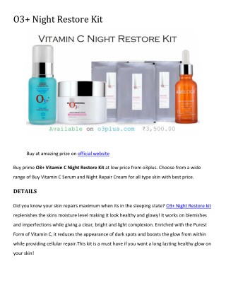 O3Plus Night Restore Kit