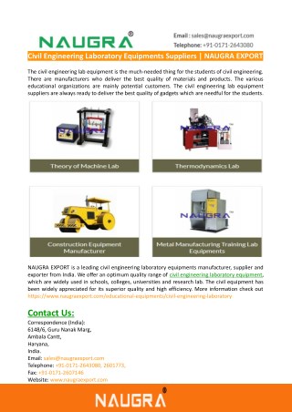 Civil Engineering Laboratory Equipments Suppliers-NAUGRA EXPORT