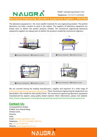 Mechanical Engineering Laboratory Equipments Suppliers-NAUGRA EXPORT