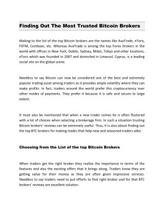 Finding Out The Most Trusted Bitcoin Brokers