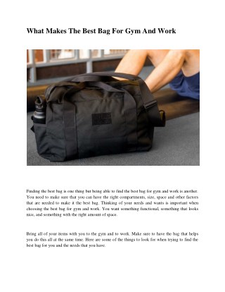 What Makes The Best Bag For Gym And Work