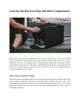 Look For the Best Gym Bag with Shoes Compartment