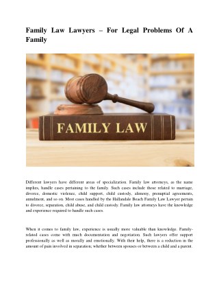 Family Law Lawyers – For Legal Problems Of A Family