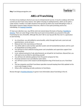 ABCs of Franchising