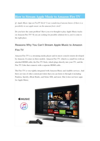 How to Stream Apple Music to Amazon Fire TV