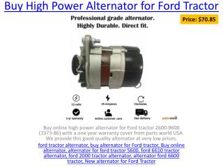 Buy High Power Alternator for Ford Tractor