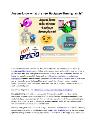 Anyone know what the new Backpage Birmingham is?