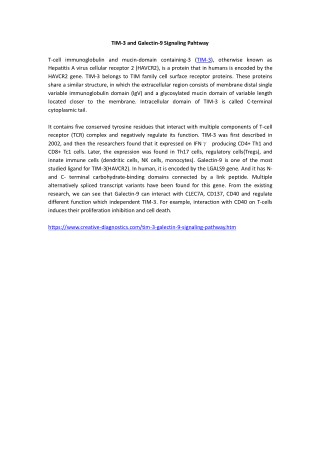 TIM-3 and Galectin-9 Signaling Pahtway