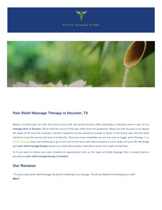 Pain Relief Massage Therapy in Houston, TX