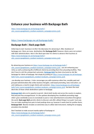 Enhance your business with Backpage Bath