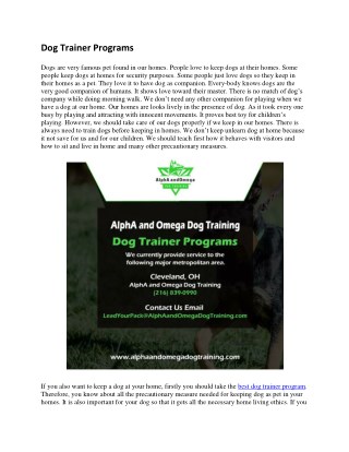 Dog Trainer Programs