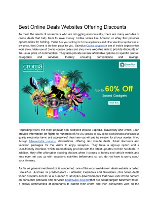Best Online Deals Websites Offering Discounts