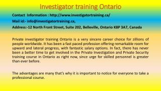 Investigator training Ontario